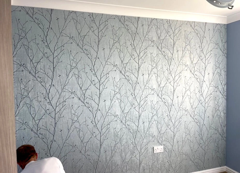 House painting room feature wall wallpaper sunderland foxglove decor